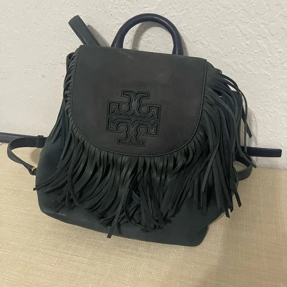 Tory Burch | Bags | Tory Burch Black Fringe Backpack | Poshmark display picture 3